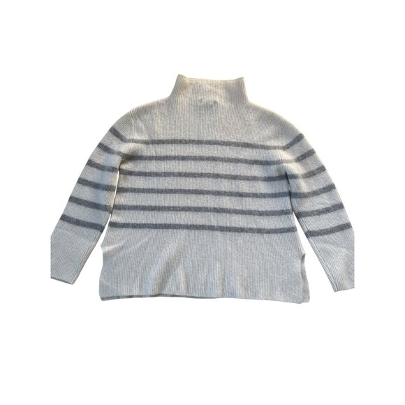 Forte Cashmere Women's XL 100% Cashmere Neutral Stripe Turtleneck Sweater - Picture 8 of 13
